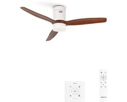 CREATE - Stille 40W plafondventilator met technische ABS bladen in verschillende maten - S - Met licht - Controller voor wandmontage - WIND CALM