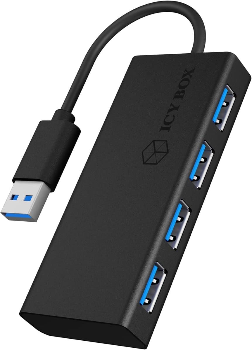 USB Hub - Poorten Uitbreider - Extra Aansluitingen - Vier USB 3.0 Poorten - Compact Formaat - Zwart — afbeelding 1