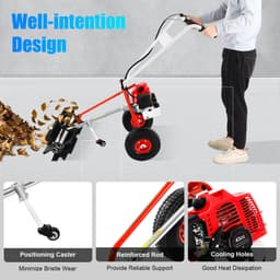 43CC Benzine Veegmachine – Handveger – Motorbezem – Bladveger – Tuinveger – 60 cm Borstelbreedte – 1,7 PK Motor – Stevige Constructie — thumbnail 3