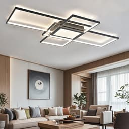 Grote Zwarte LED Plafondlamp Modern met Afstandsbediening voor Woonkamer en Slaapkamer (140CM) — thumbnail 1