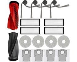 Accessoireset geschikt voor Roborock Qrevo Curv, Edge, S5V & S5X - 17-Delig - Inclusief Rubberen Hoofdborstel, HEPA Filters, Dweilpads & 3L Stofzakken - Vervangingsonderdelen Kit