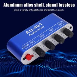 Stereo Audio Mixer 4 Ingangen 1 Uitgang Geluidsmixer met Hoofdtelefoonversterker — thumbnail 2