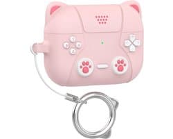 Allecto- Beschermhoes AirPods Pro 3 2025 - Siliconen - Schattig en Grappig - Roze Kat - Cartoon Stijl - Geschikt voor AirPods Pro 3 - Roze Siliconen Beschermhoes met Sleutelhaak