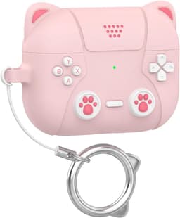 Allecto- Beschermhoes AirPods Pro 3 2025 - Siliconen - Schattig en Grappig - Roze Kat - Cartoon Stijl - Geschikt voor AirPods Pro 3 - Roze Siliconen Beschermhoes met Sleutelhaak — thumbnail 1