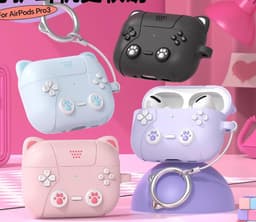 Allecto- Beschermhoes AirPods Pro 3 2025 - Siliconen - Schattig en Grappig - Roze Kat - Cartoon Stijl - Geschikt voor AirPods Pro 3 - Roze Siliconen Beschermhoes met Sleutelhaak — thumbnail 5