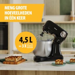 Tristar Keukenmachine 800W - Keukenrobot 4,5L - RVS mengkom - 12 programma's - Zwart — thumbnail 3