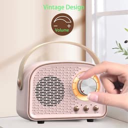 JeiibrZui Retro Bluetooth-luidspreker - Vintage Draagbare Draadloze Luidspreker - Draadloos/Bluetooth 5.0/TF Kaart/AUX - 1 Stuk - Roze — thumbnail 3