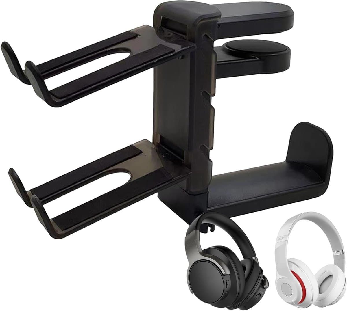 Houder voor hoofdtelefoon en controller, standaard voor hoofdtelefoonhanger,Onder Bureau Game Headset Hook Controller Stand | Accessoires tafelspellen, opbergrek gamecontrollers — afbeelding 1