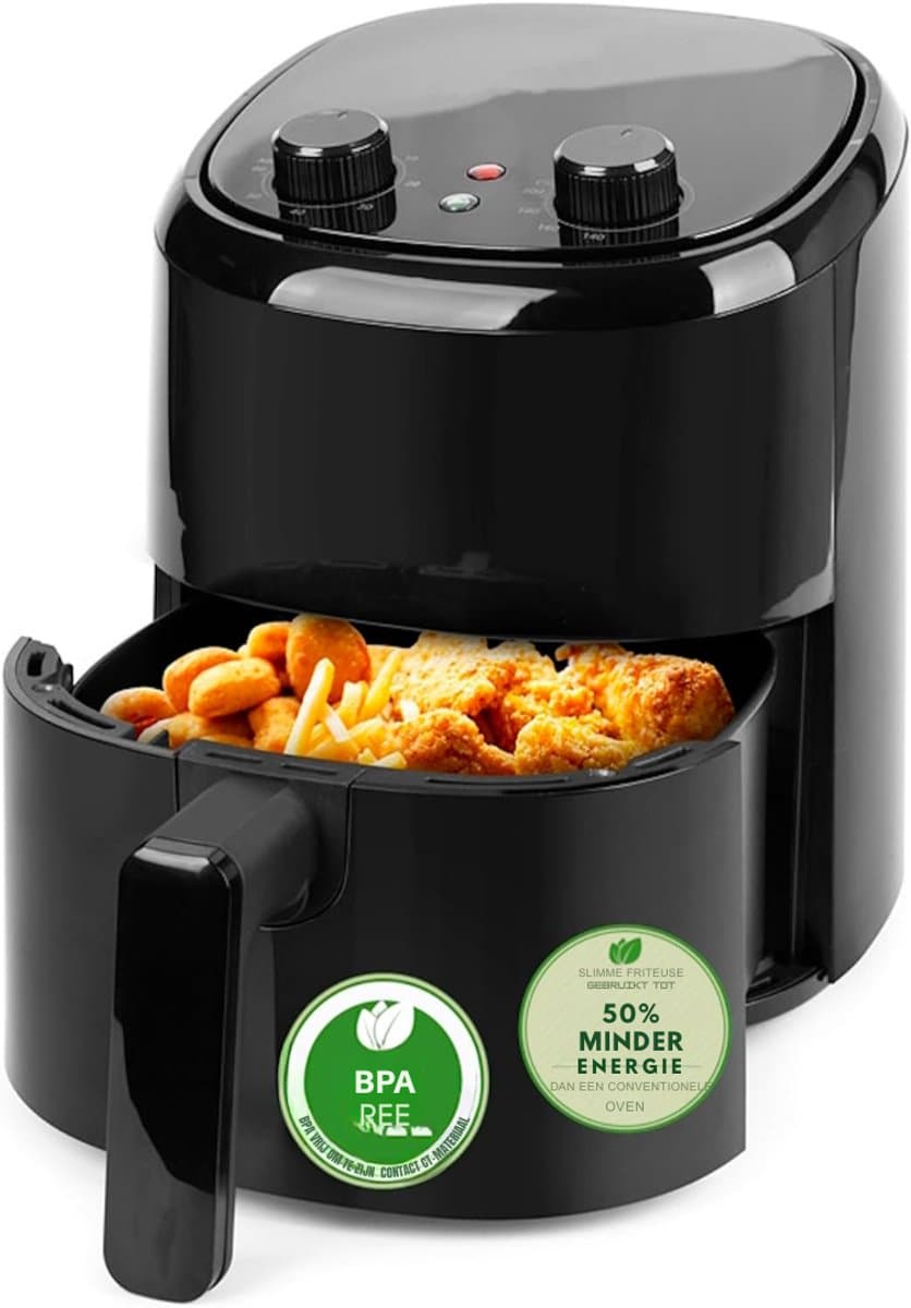 AMA® Mini Airfryer - Heteluchtfriteuse - Friteuse - Zwart - 23x23x26cm — afbeelding 1