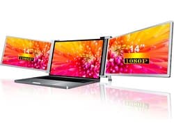 Draaibare Triple Monitor voor Laptop 14 Inch - Uitbreidingsscherm 1920x1080 FHD IPS