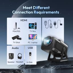 D&A Beamer - Mini Beamer - Projector - Mini Projector - Beamer 4K - Projector Beamer - Full HD - Bluetooth - HDMI - Zwart — thumbnail 5