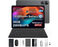 Blackview MEGA 12 - Tablet - Gaming Tablet - Android 16 - 12.2 inch - 36GB RAM - 256GB ROM - 5G Tablet - 10000mAh - Grijs