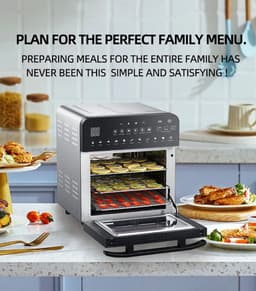 Lunekiss 15L luchtfriteuse oven 11‑in‑1 met dubbele verwarming, roestvrij staal, 1700W, draaispit & dehydrator — thumbnail 5