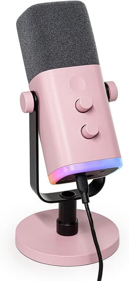 FIFINE AM8 - Gaming Microfoon Dynamische - Podcast Streaming PC PS4 PS5 - Ruisonderdrukking - Touch Mute Knop - USB RGB - Roze — thumbnail 1