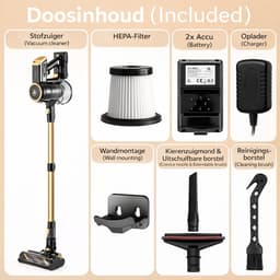 AG 2-in-1 Steelstofzuiger Draadloos – Inclusief Extra Batterij – 90 min Stofzuigen – Premium Gold – Krachtige Stofzuiger Zonder Zak – Geschikt voor Dierenharen – Compact & Lichtgewicht Kruimeldief — thumbnail 4