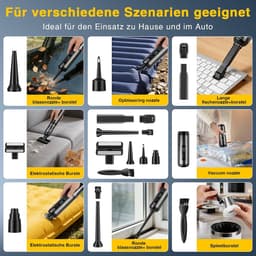 Sander Shop Handstofzuiger, 4-in-1 handstofzuiger accu, 16000 Pa autostofzuiger, sterk, 3 versnellingen mini-stofzuiger voor auto, huis, dierenharen, zwart — thumbnail 2