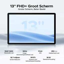 DOOGEE U13 VIP Tablet - 13 inch - 32GB RAN - 256GB ROM - 11000mAh - Android 16 - Face ID - GPS - Blauw — thumbnail 5