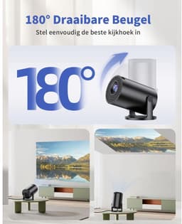 MIRA® Draagbare Beamer - Beamer - Projector - Mini Beamer - Zwart - 9cm x 9cm x 13cm — thumbnail 3