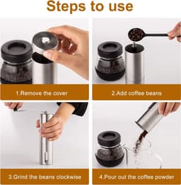 Handmatige Koffiebonenmolen - RVS Handmolen - Keramische Maalstenen - Geschikt voor Aeropress, Drip Koffie, Espresso, French Press, Turkse Koffie - Luxe Kwaliteit - Hervulbaar — thumbnail 2