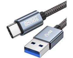 AdroitGoods USB 3.0 A naar USB-C Kabel 10Gbps – Oplaadkabel & Snellaadkabel - 60W Snelladen – Gevlochten Datakabel – CarPlay Geschikt – Voor Smartphone, Tablet & Laptop - 2m