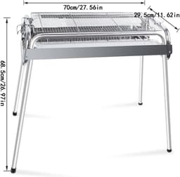 Trendello RVS 430 bbq houtskool - Barbecue houtskool - Houtskoolbarbecues - Verstelbare twee hoogte - Camping barbecues- Barbeque - Grilloppervlak (L x B) 60 x 26 cm — thumbnail 2