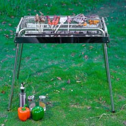 Trendello RVS 430 bbq houtskool - Barbecue houtskool - Houtskoolbarbecues - Verstelbare twee hoogte - Camping barbecues- Barbeque - Grilloppervlak (L x B) 60 x 26 cm — thumbnail 5
