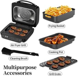 Sensova - 8-in-1 Airfryer Grill 8 Liter met Touchscreen - Elektrische Heteluchtfriteuse en Grill in Één voor Gezond en Rookvrij Koken - 360° Luchtcirculatie - Inclusief Grillrooster, Frituurmand en Kookpan - RVS Behuizing — thumbnail 3