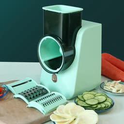 Elektrische Kaasrasp - Keukenmachine Rasp - Snel Groenten Snijden - Vijf Snijbladen - 25 x 14 x 12 cm - Groen — thumbnail 4