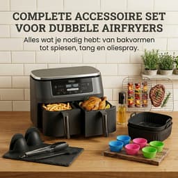 Somstyle Accessoires Set Geschikt voor Ninja Foodi AF140EU, AF300EU, AF400EU, AF500EU & SL400EU Dubbele Airfryer - 19-Delig - Heteluchtfriteuse Mandje - Zwart — thumbnail 5