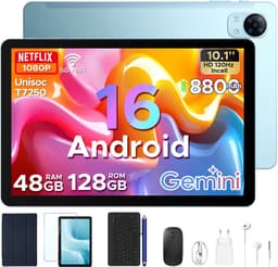 Aorlym P10 Pro - Tablet - 48 GB RAM (8+40 GB) + 128 GB ROM (2 TB/TF) - 10,1 inch HD 120 Hz - Android 16 - 8800 mAh - Gemini AI - T7250 - Face ID - Dubbele luidsprekers, complete accessoirebundel met toetsenbord en stylus - Blauw — thumbnail 1