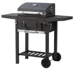 DoneMore® - Houtskool BBQ grill met deksel - barbecue wagen met thermometer en ventilatie - zwart - 100x36x97 cm — thumbnail 1