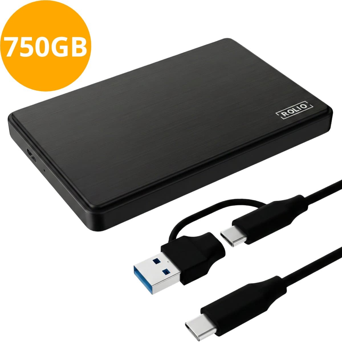 Rolio Externe Harde Schijf - USB 3.1 en USB C - 1Gbps snelheid - 750GB Opslag — afbeelding 1