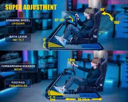 DoneMore® - Racing simulator cockpit - sim racing stoel met stuurstandaard - verstelbaar en opvouwbaar - met luidsprekers - zwart — thumbnail 4