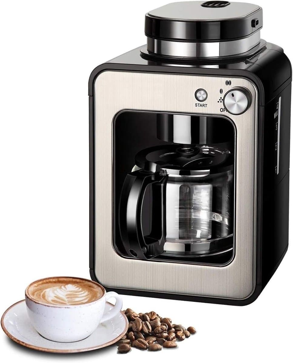 SNJY® Koffiemachine met Bonen - Volautomatische Koffiemachine - Espressomachine - 600 W - Zilver — afbeelding 1