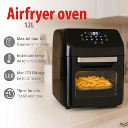alpina Airfryer Oven XXXL - Heteluchtfriteuse 12L - Air Fyer 8 Personen en Meer - Heteluchtoven met Digitaal Display - Incl. Accessoires - Rotisserie Spit en Spitvork — thumbnail 2