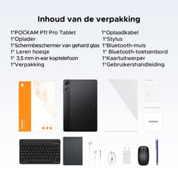 POCKAM P11 Pro - Tablet - 48 GB RAM (8+40 GB) + 128 GB ROM (2 TB/TF) - 11 inch FHD+ 90 Hz - Android 16 - 8800 mAh/18 W - T7250 - Dubbele luidsprekers - Gemini AI - Face ID - Widevine L1 - Complete accessoirebundel met toetsenbord en stylus - Zwart — thumbnail 3