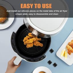8 stuks - Siliconen beschermhoes voor airfryer - Vervangende siliconen voetjes voor airfryer - Beschermkap van siliconen - Zwart - airfryermat - krasbestendig ontwerp - beschermt de bakplaat - compatibel met diverse merken airfryers — thumbnail 4