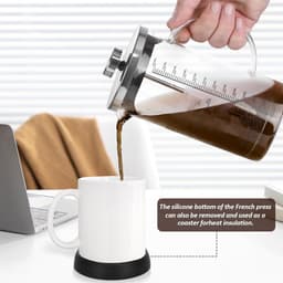 Ynkkvre -Pressfilter-Kaffeemaschine - 600Ml - Hittebestendig Glas En Roestvrij Staal Constructie Voor Koffie Of Thee - 1 - Thuis, Camping, Kantoor — thumbnail 4