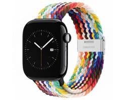Gemengde kleur nylon horlogebandje geschikt voor Apple Watch dames en heren 42mm (serie 1 / 2 / 3) / 44 mm / 45 mm / 46 mm (serie 10 / 11) / 49 mm (Ultra / Ultra 2), elastisch gevlochten smartwatch bandje zonder gesp, stretch vervangend bandje