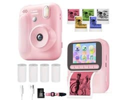 Kindercamera Full HD met Printer - 1080P - 32GB - Digitale Camera Kinderen - Selfie Camera - Video - Spelletjes - Roze