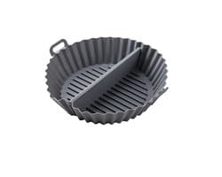 Zwarte siliconen airfryer-inleg met tussenschot – Antiaanbaklaag, BPA-vrije mandbeschermer – Hittebestendig kookaccessoire voor eieren, brood, muffins, cakepops en ovenbekleding – Geschikt voor Ninja en Gourmia airfryer