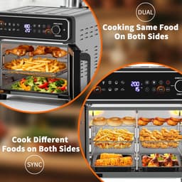Airfryer 23L XXL – 2400W Heteluchtfriteuse met Dubbele Zone, 12 programma’s, Touchscreen, Receptenboek – Familie Airfryer — thumbnail 3