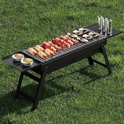 Linkforu - Buiten BBQ - Grill - Houtskool Barbecue - Rek - Gereedschap - Opvouwbaar – Draagbaar – Incl Hoes - Zwart - 60X22X33CM — thumbnail 5