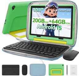 Hotlight 10.1 Kindertablet – Android 15 Tablet met Toetsenbord – Blauw Tablet Hoes Sleeve – Stylus - Muis – 20 GB RAM/64GB ROM - Ouderlijk Toezicht – Vanaf 3 Jaar — thumbnail 1