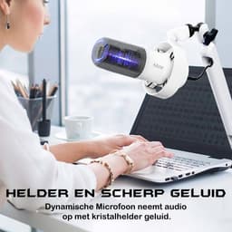 FIFINE K688CT - Wit - USB / XLR - Dynamische Microfoon - Met Boom Arm - Streaming - Podcasting - Gaming - Geschikt voor PS4 / PS5 / PC - Wit — thumbnail 4