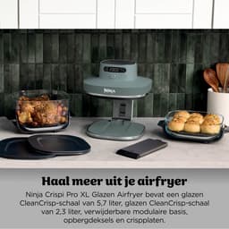 Ninja CRISPi PRO 7-in-1 Glazen Airfryer met 7 functies - Airfryen, Bakken, Braden, Rijzen, Drogen. Max Crisp en Opnieuw krokant maken - 2.3 liter en 5.7 liter glazen schaal - PFAS vrij koken - Grijsgroen - AS101EUGY — thumbnail 8