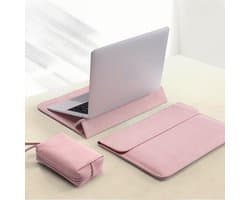 Beschermhoes voor laptops van 15,6-16 inch, tweedelige laptopstandaardset (standaardhoes en accessoiretas), laptopstandaard, Roze