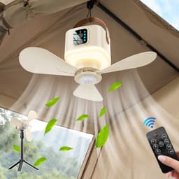 Rosnek 3-in-1 Oplaadbare Campingventilator met Verlichting - 7200mAh Ventilator Lamp met Statief & Muggenverdelger - Draagbare Tafelventilator - Tent - Outdoor — thumbnail 1