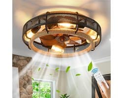Retro Plafondventilatorlamp - Vintage Kooi Plafondventilator - E27 - Dimbaar - 50 cm - 6 Standen - Keuken Lamp - Woonkamerlamp - Moderne lamp — afbeelding 1
