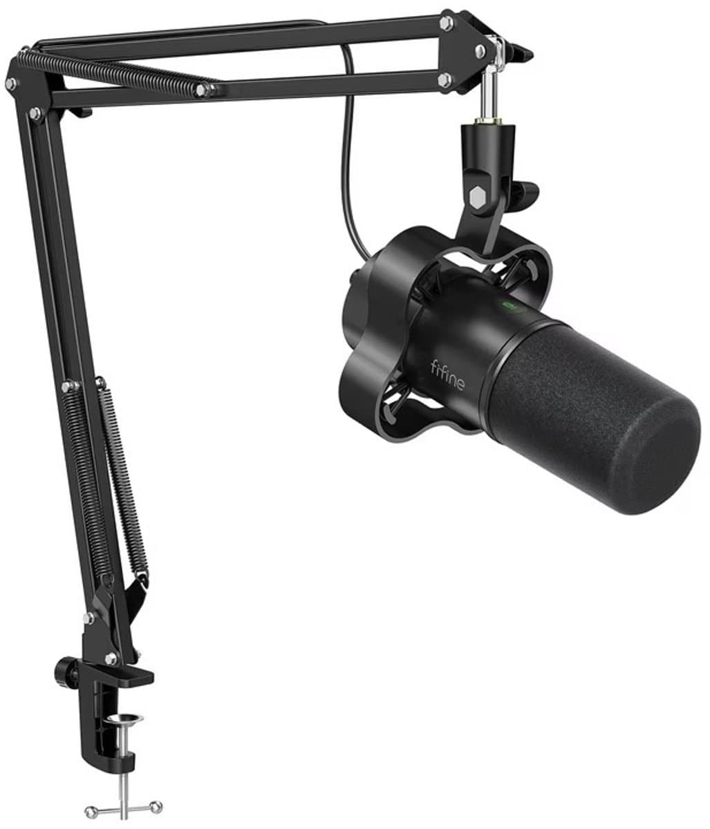 FIFINE - K688T - USB / XLR - Dynamische Microfoon - Met Boom Arm - Streaming - Podcasting - Gaming - Geschikt voor PS4 / PS5 / PC - Zwart — afbeelding 1